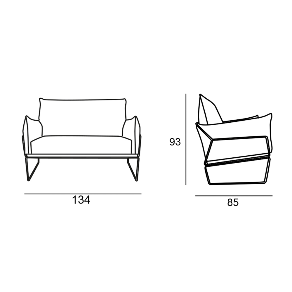 Sofá 2 Plazas modelo RIDDIM con Estructura Cromada en Hierro