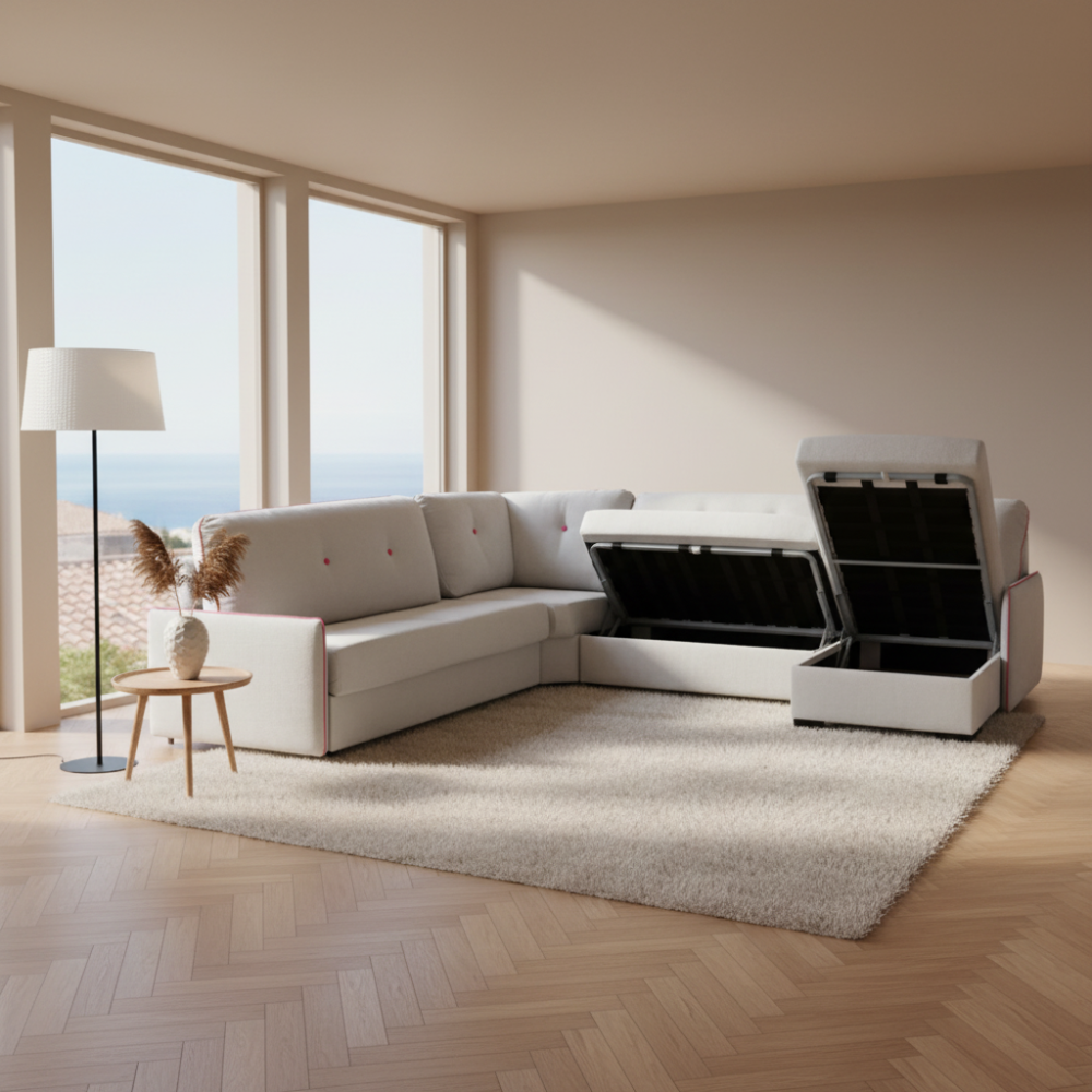 Rinconera cama modelo LEONOR en tela con apertura italiana
