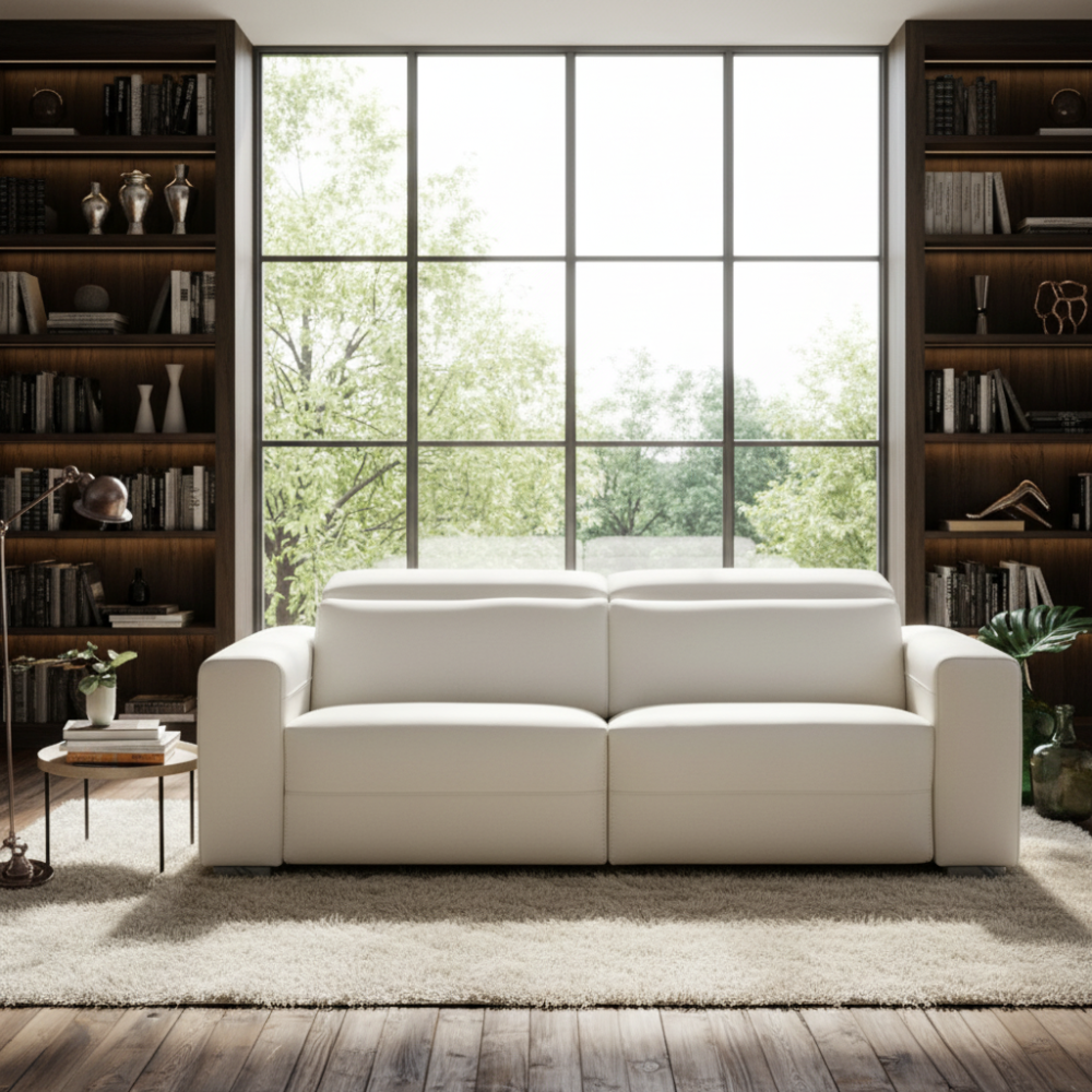 Sofá 2 asientos modelo RUGGIANI en piel con asientos fijos