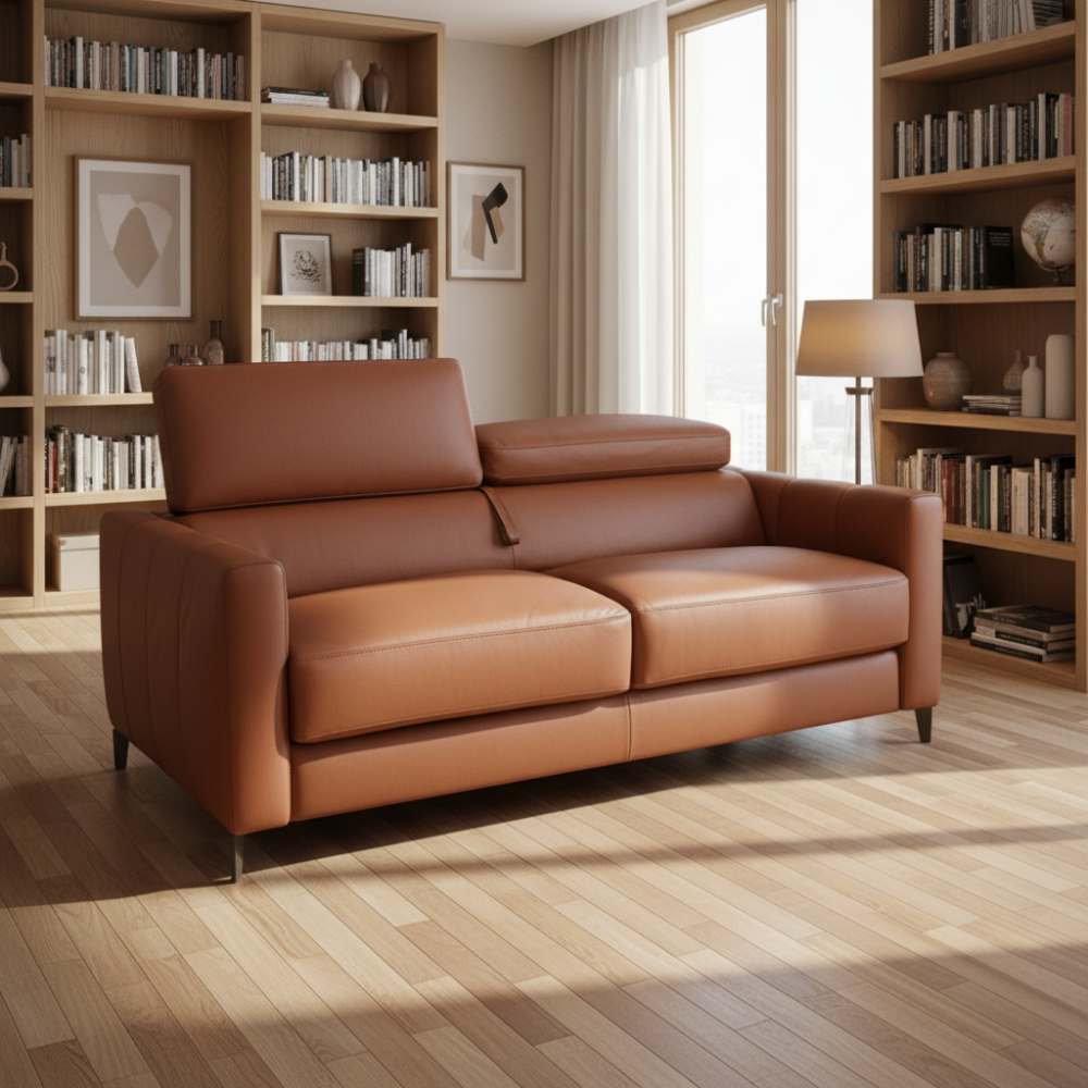 Sofá cama de diseño en piel modelo SHAFT