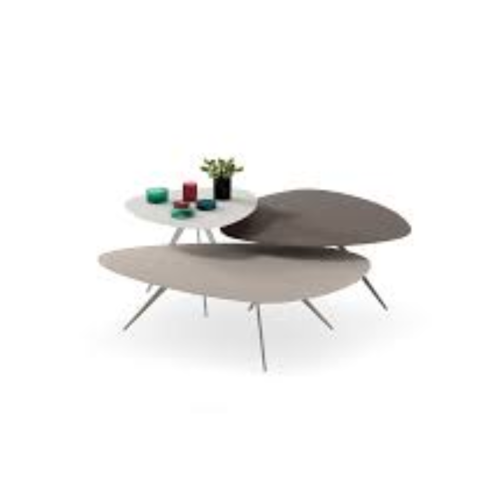 Set mesas centro de diseño tapa cristal mate