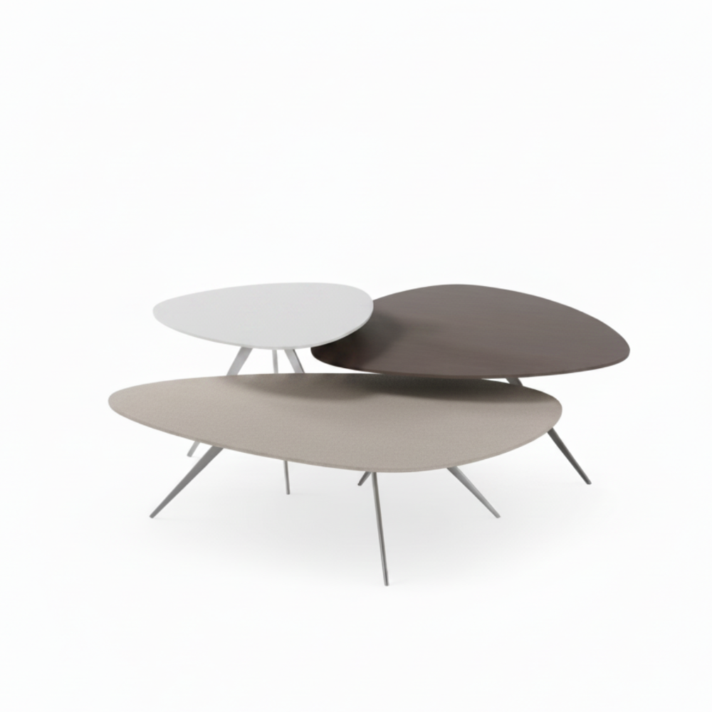 Set mesas centro de diseño tapa cristal mate