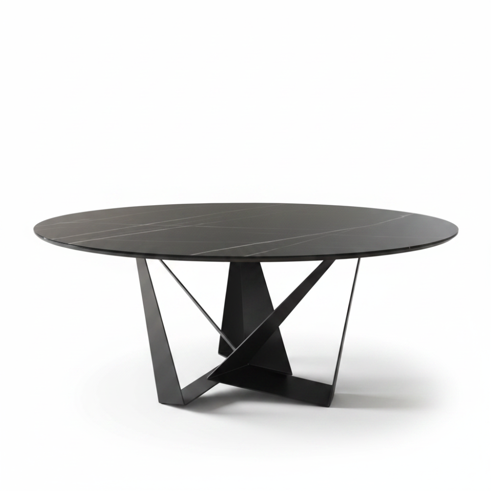 Mesa comedor de diseño circular modelo Adaratd Tapa Cristal
