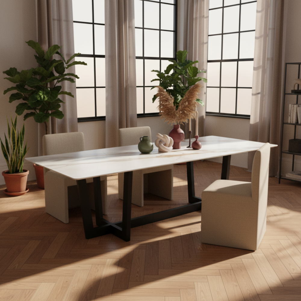 Mesa comedor de diseño Modelo Deva Tapa Porcelánico