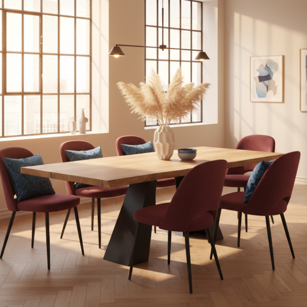 Mesa comedor de diseño Modelo Eire tapa cantos en forma irregular