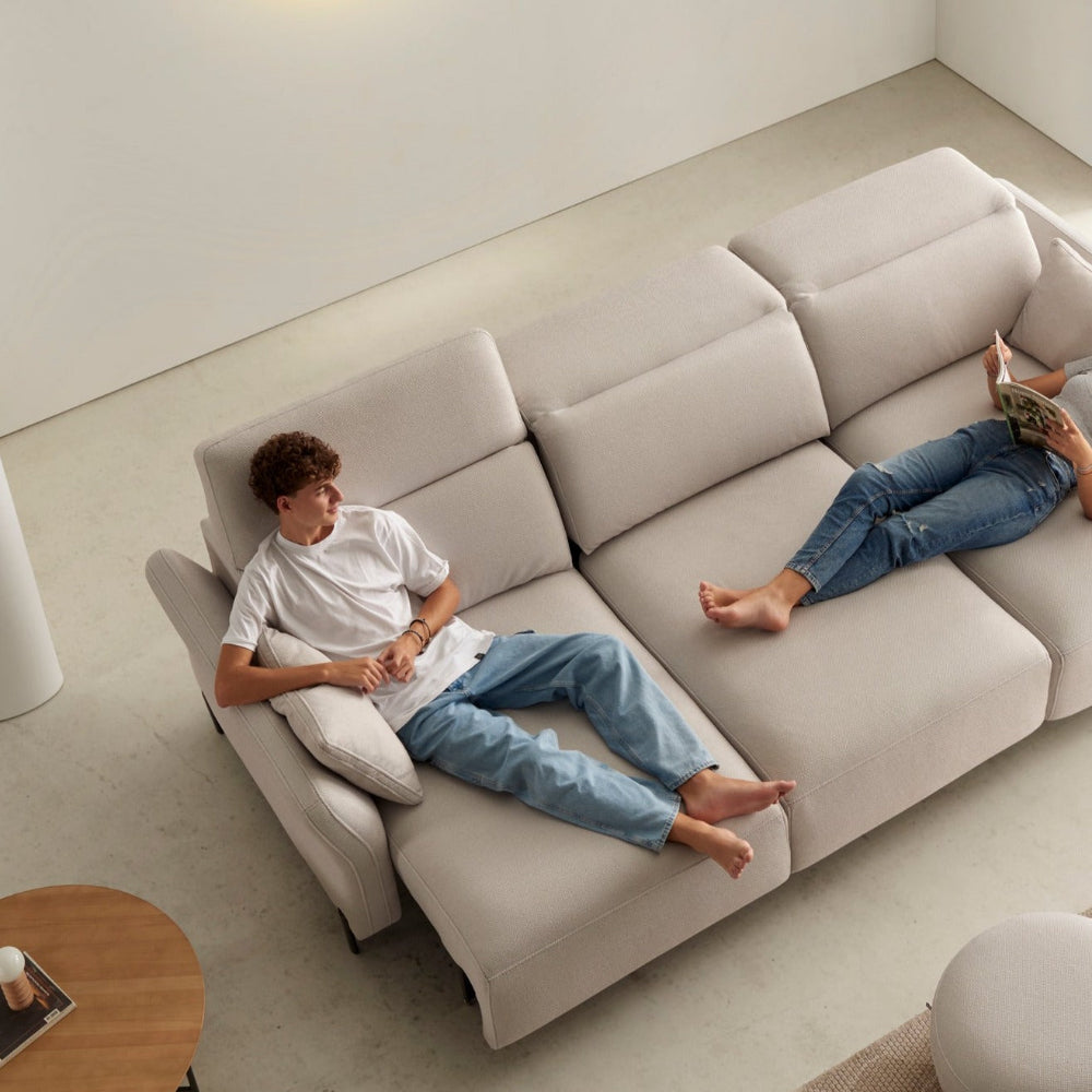 Chaiselongue de diseño con asientos deslizantes pata alta a suelo modelo ELOISA
