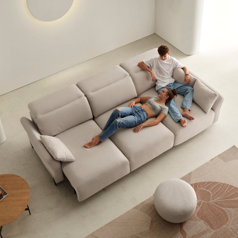 Chaiselongue de diseño con asientos deslizantes pata alta a suelo modelo ELOISA