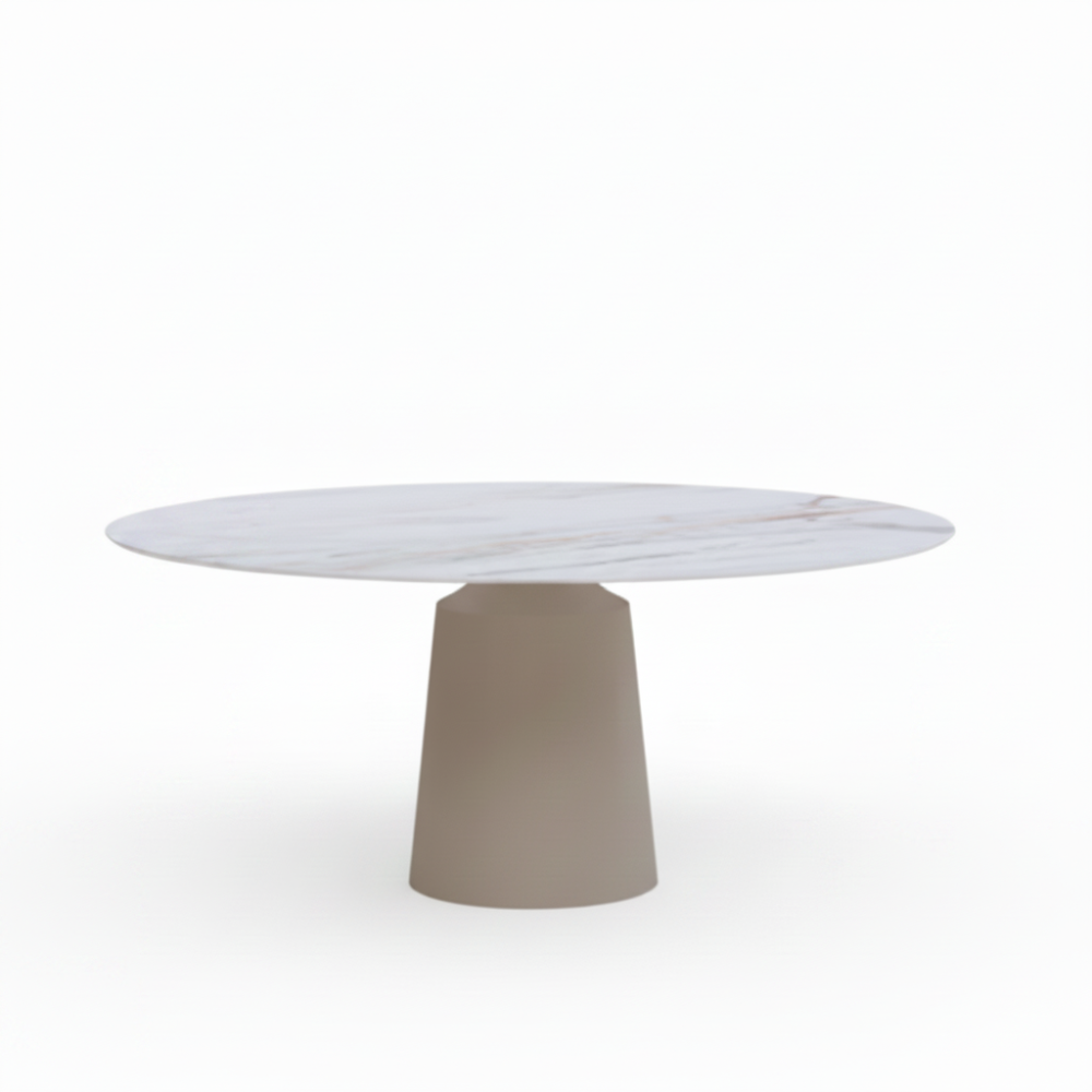 Mesa comedor de diseño circular Modelo Stela Tapa Porcelanico