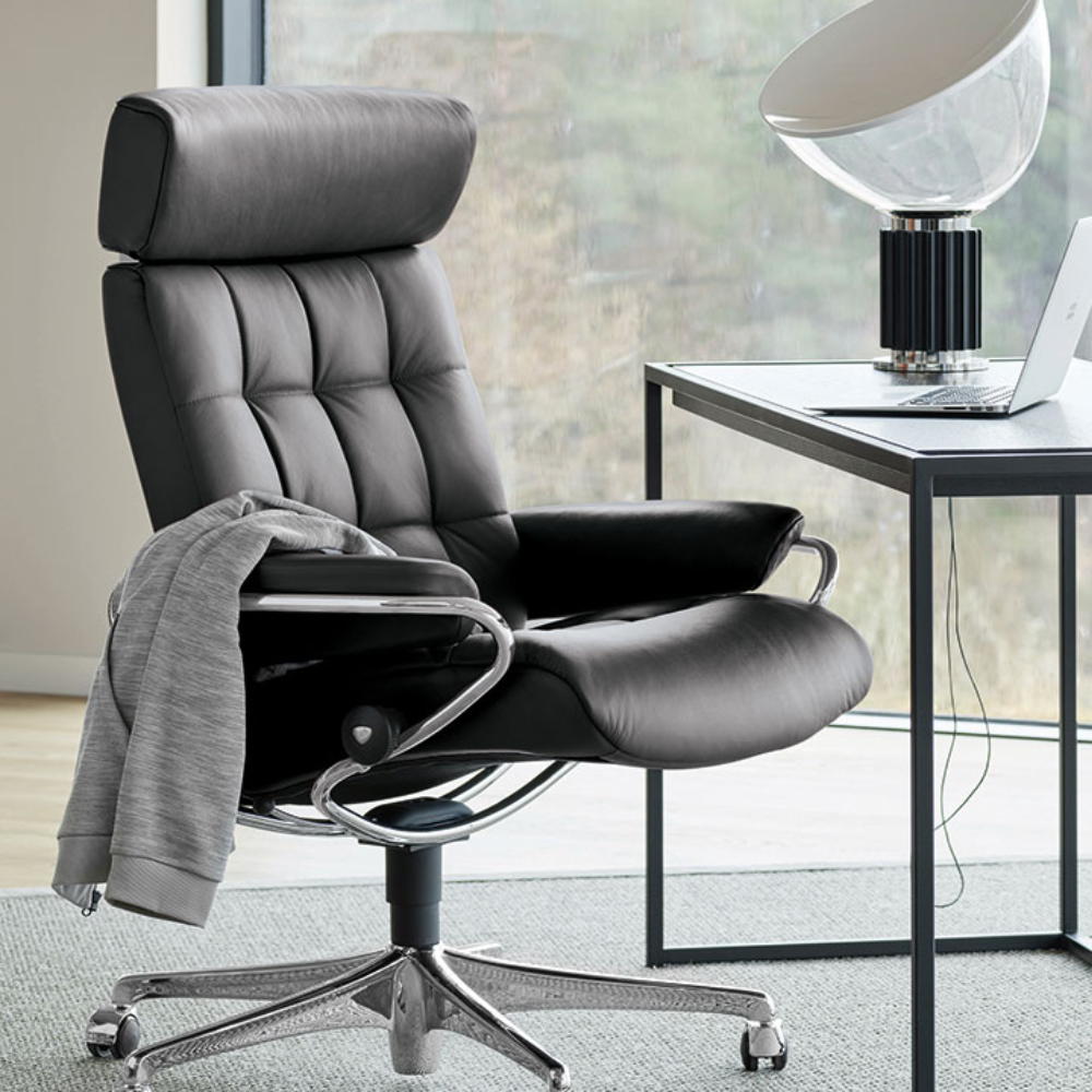 Sillón giratorio Stressless® modelo LONDON Home Office con reposacabezas ajustable