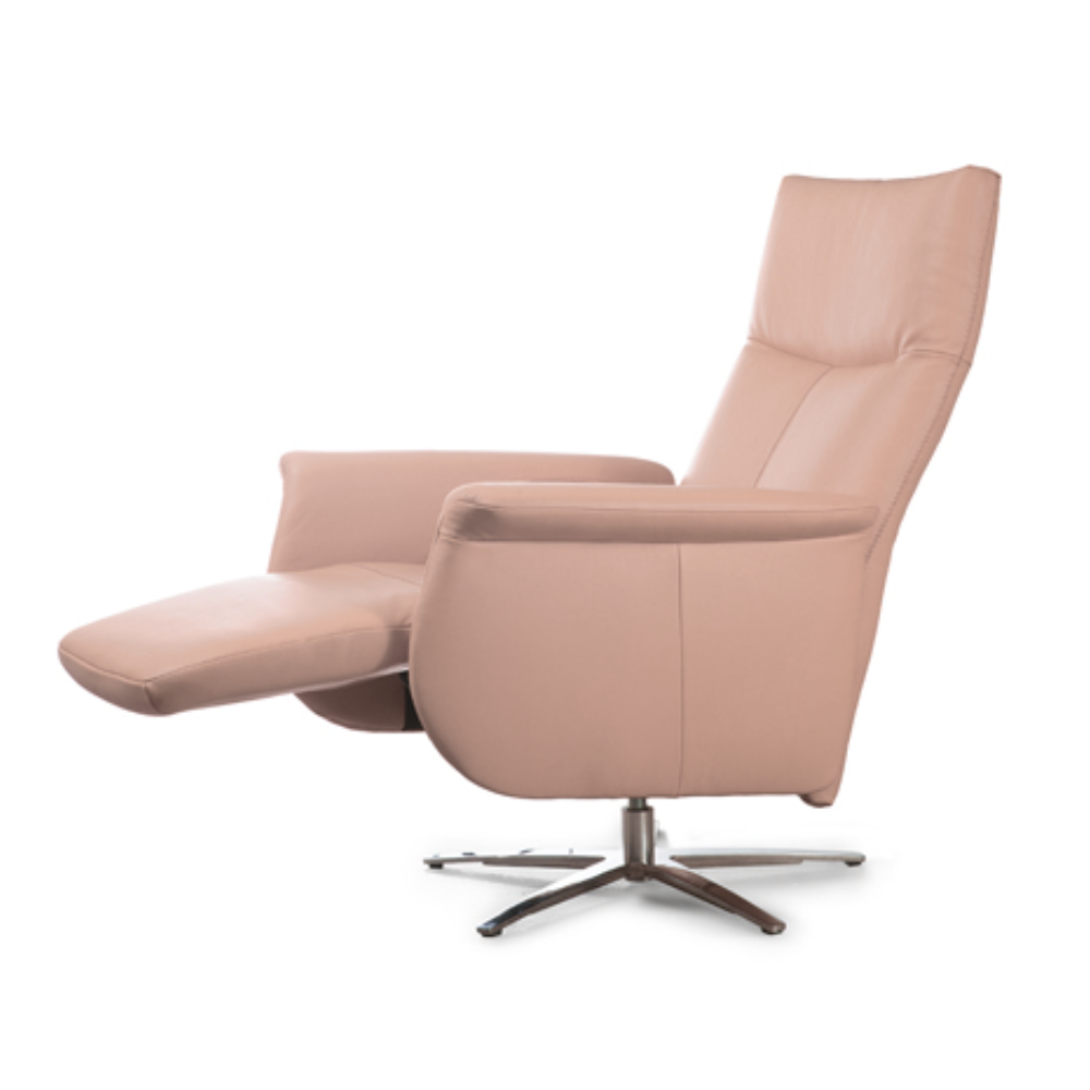 Sillón de diseño relax giratorio modelo THAIS en piel natural