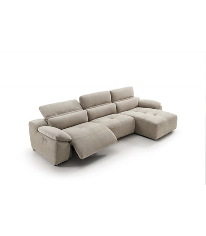Chaiselongue de diseño con asientos relax y brazo reducido modelo BOSSANOVA en tela aterciopelada Crevin