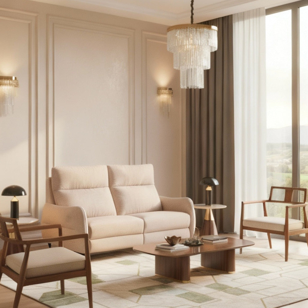 Sofá de fondo reducido modelo RIVER con asientos fijos