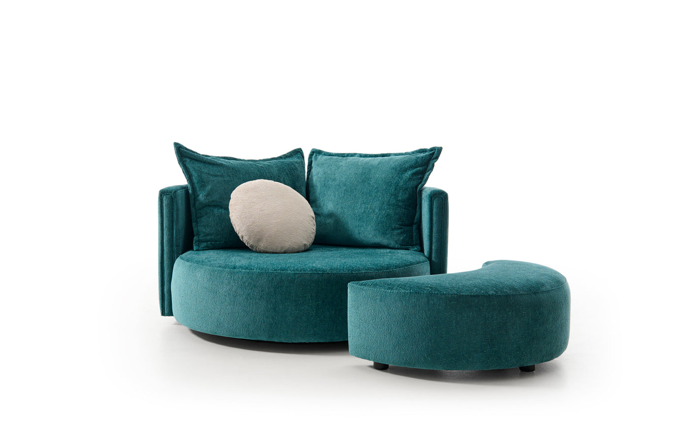 Sillón giratorio de diseño circular y amplia sentada modelo OLAVIDE