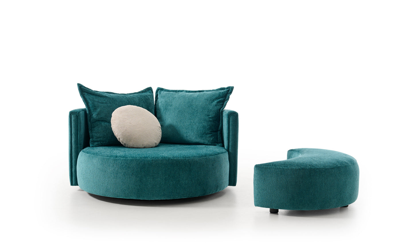 Sillón giratorio de diseño circular y amplia sentada modelo OLAVIDE