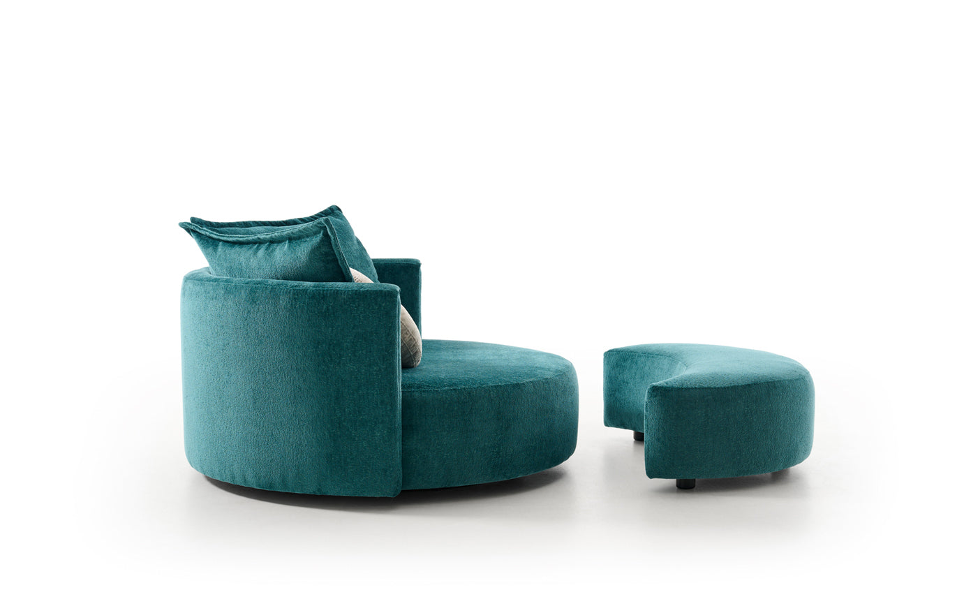 Sillón giratorio de diseño circular y amplia sentada modelo OLAVIDE