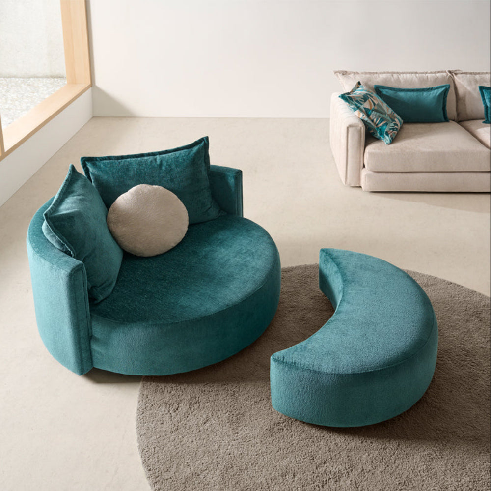 Sillón giratorio de diseño circular y amplia sentada modelo OLAVIDE
