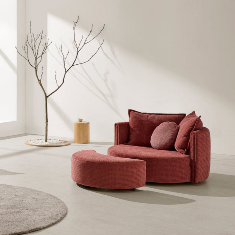 Sillón giratorio de diseño circular y amplia sentada modelo OLAVIDE