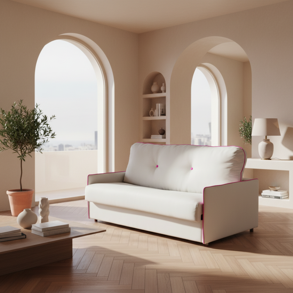 Sofá cama modelo LEONOR en tela con apertura italiana