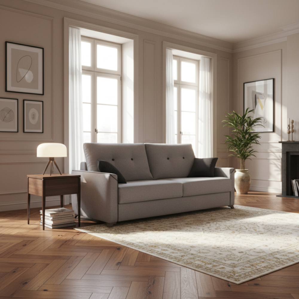 Sofá cama modelo LYSSA con Apertura italiana Tapizado Antimanchas