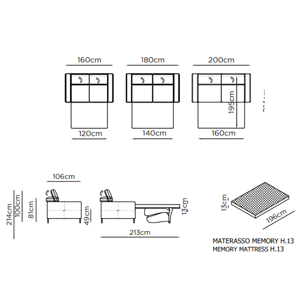 Sofá cama tapizado en piel modelo DRAPPER
