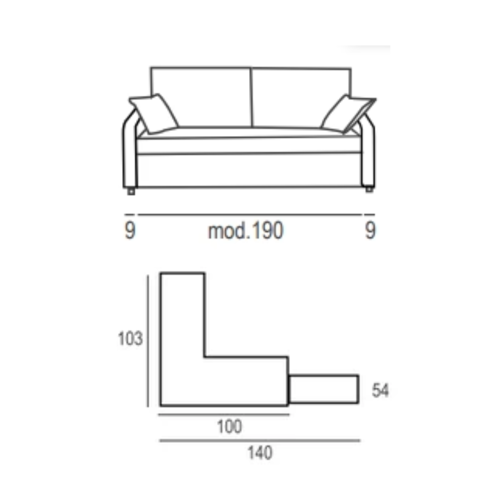 Sofá cama de apertura reducida con almacenaje modelo NEWTON