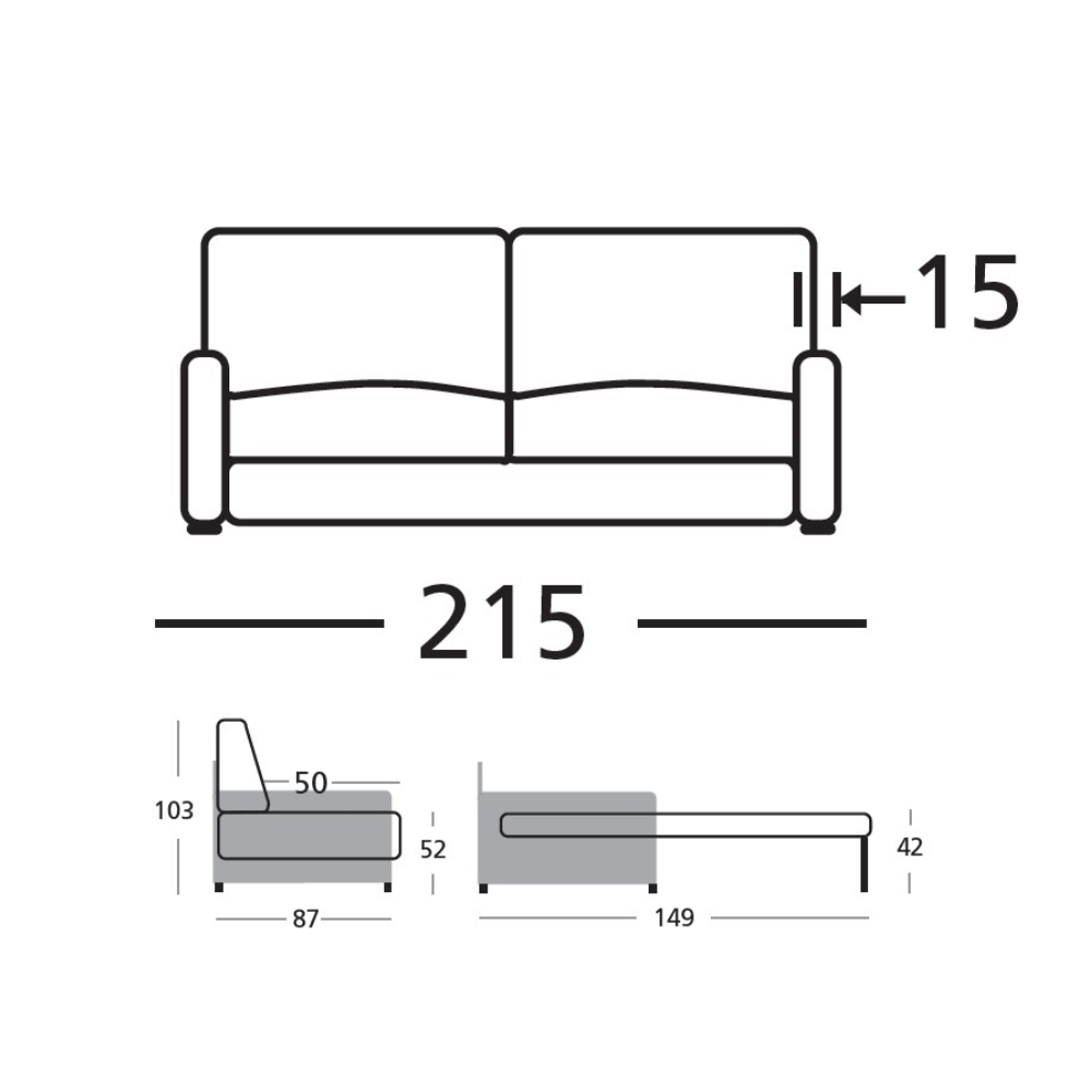 Sofá cama con apertura italiana lateral italiano STEN