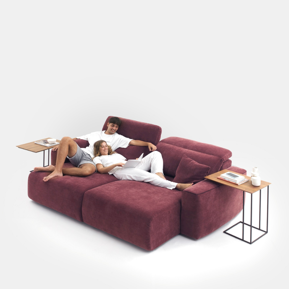 Sofá CLARK con Cabezal Elevable y Asiento Deslizante con Carro