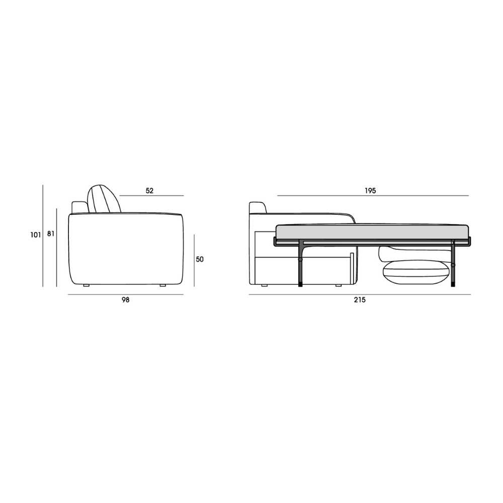 Sofá cama de apertura italiana modelo COTTON
