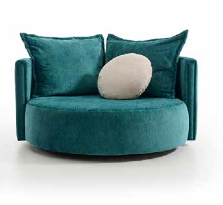 Sillón giratorio de diseño circular y amplia sentada modelo OLAVIDE