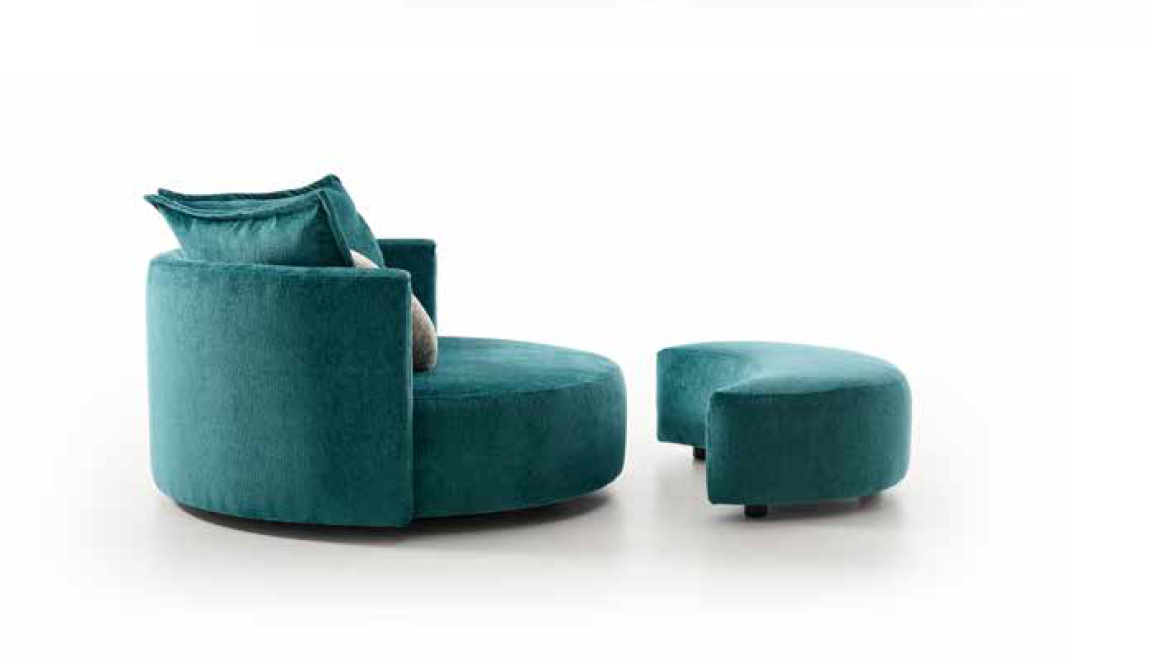 Sillón giratorio de diseño circular y amplia sentada modelo OLAVIDE