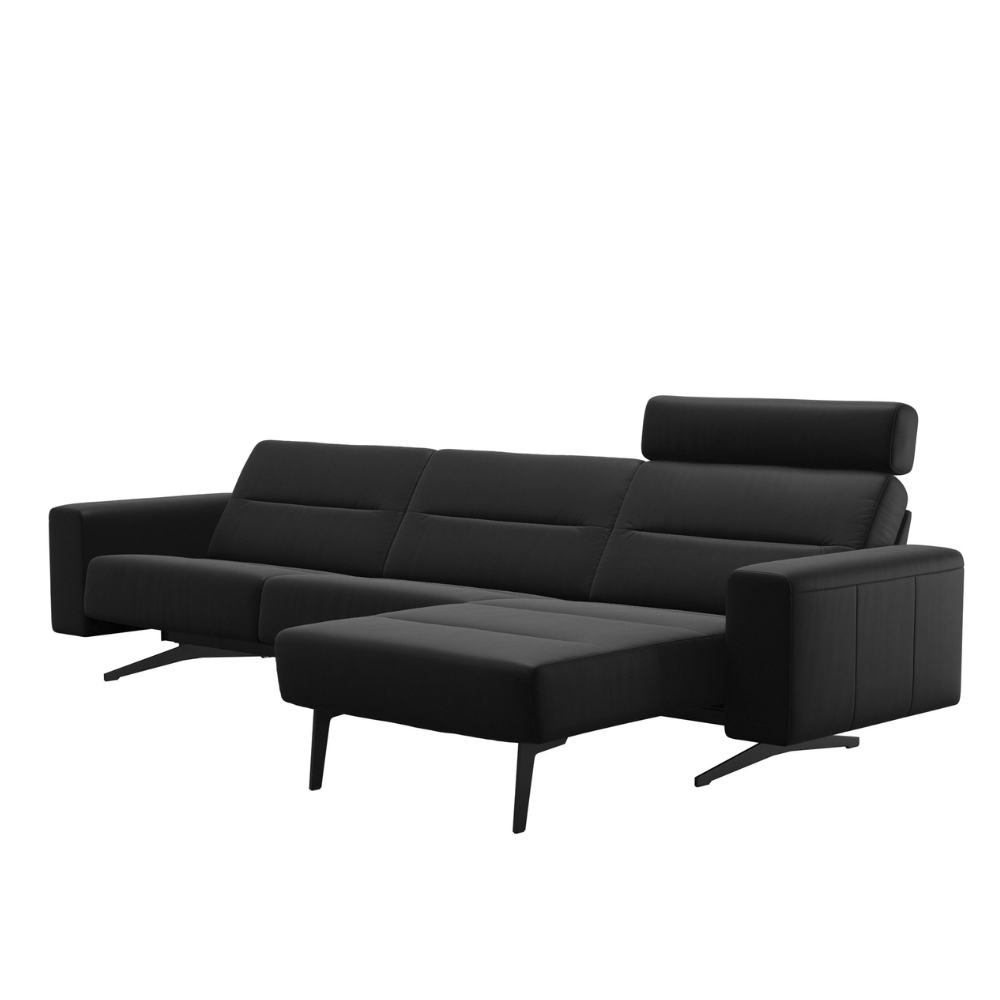 Sofá chaiselongue (L) con Long Seat modelo STELLA con sistema BalanceAdapt™ y Reposacabezas