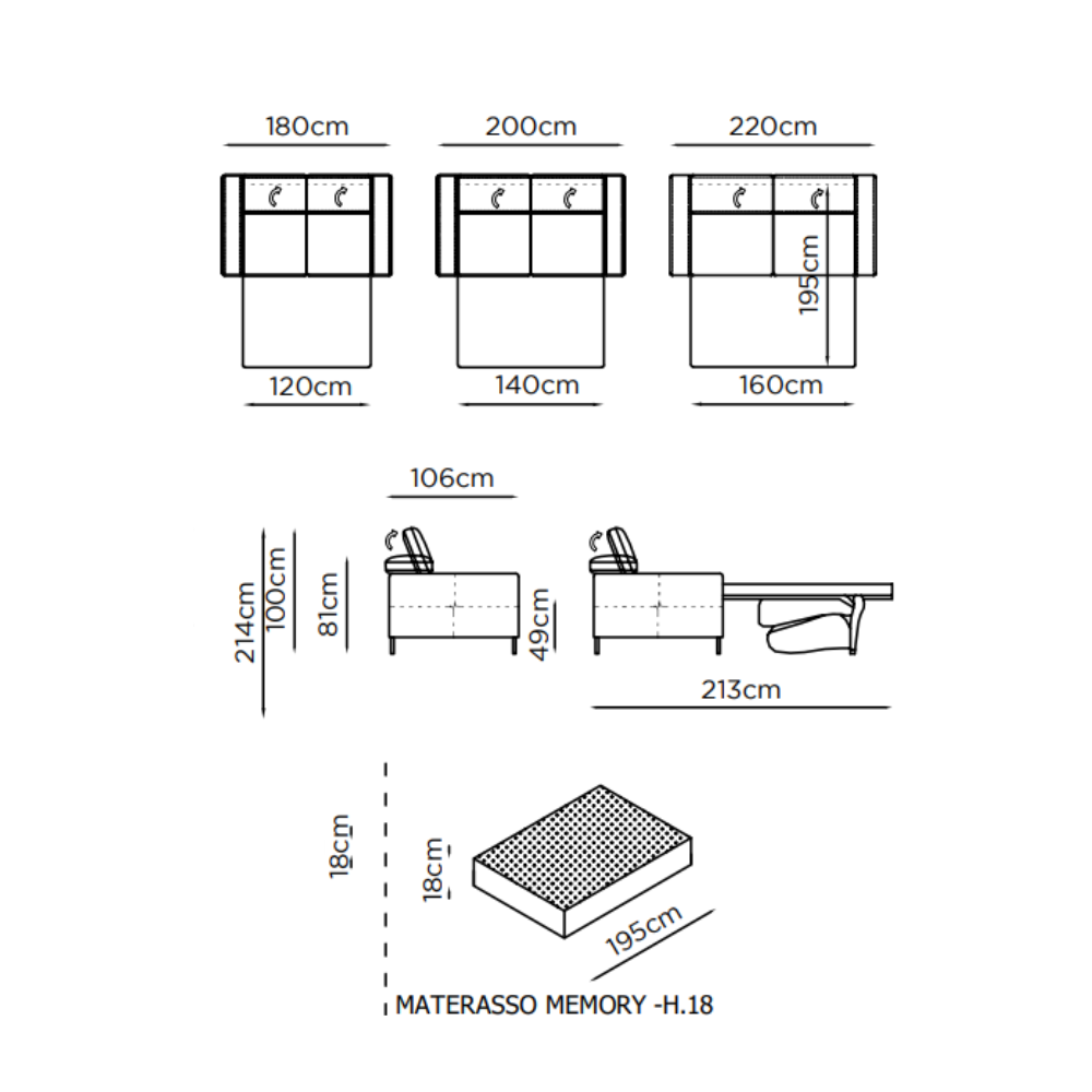 Sofá cama de diseño en piel modelo TARANTINO
