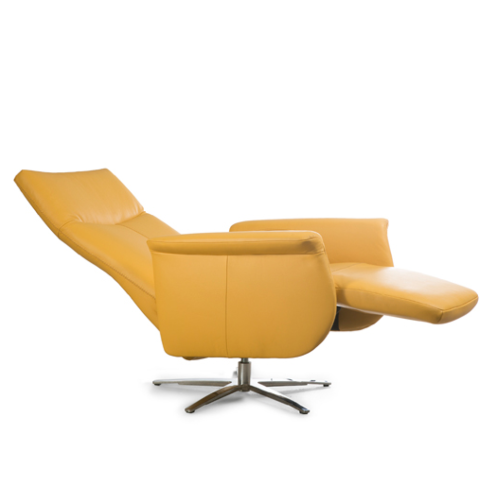 Sillón de diseño relax giratorio modelo THAIS en piel natural