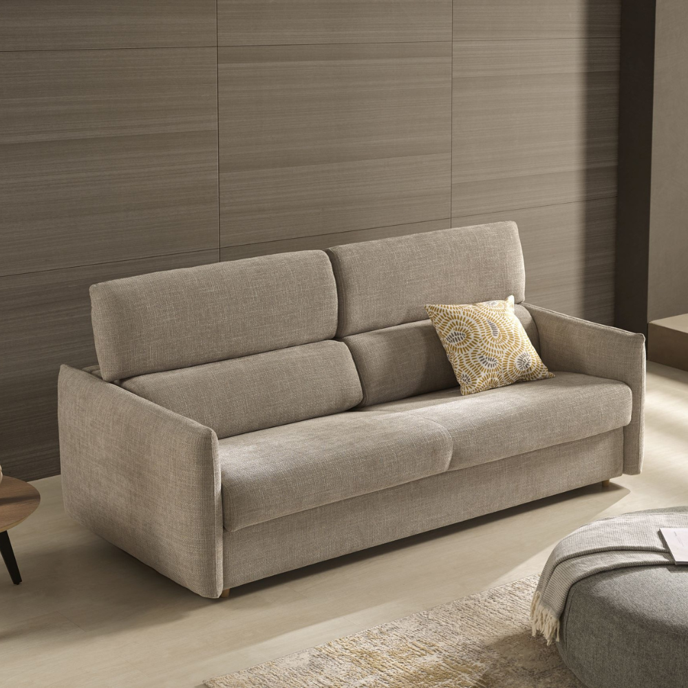 Sofá cama modelo TÍVOLI con sistema de apertura Italiano y cabezal abatible