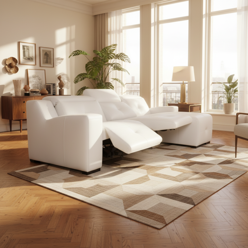 Chaiselongue modelo TRESOR con 2 asientos relax en piel