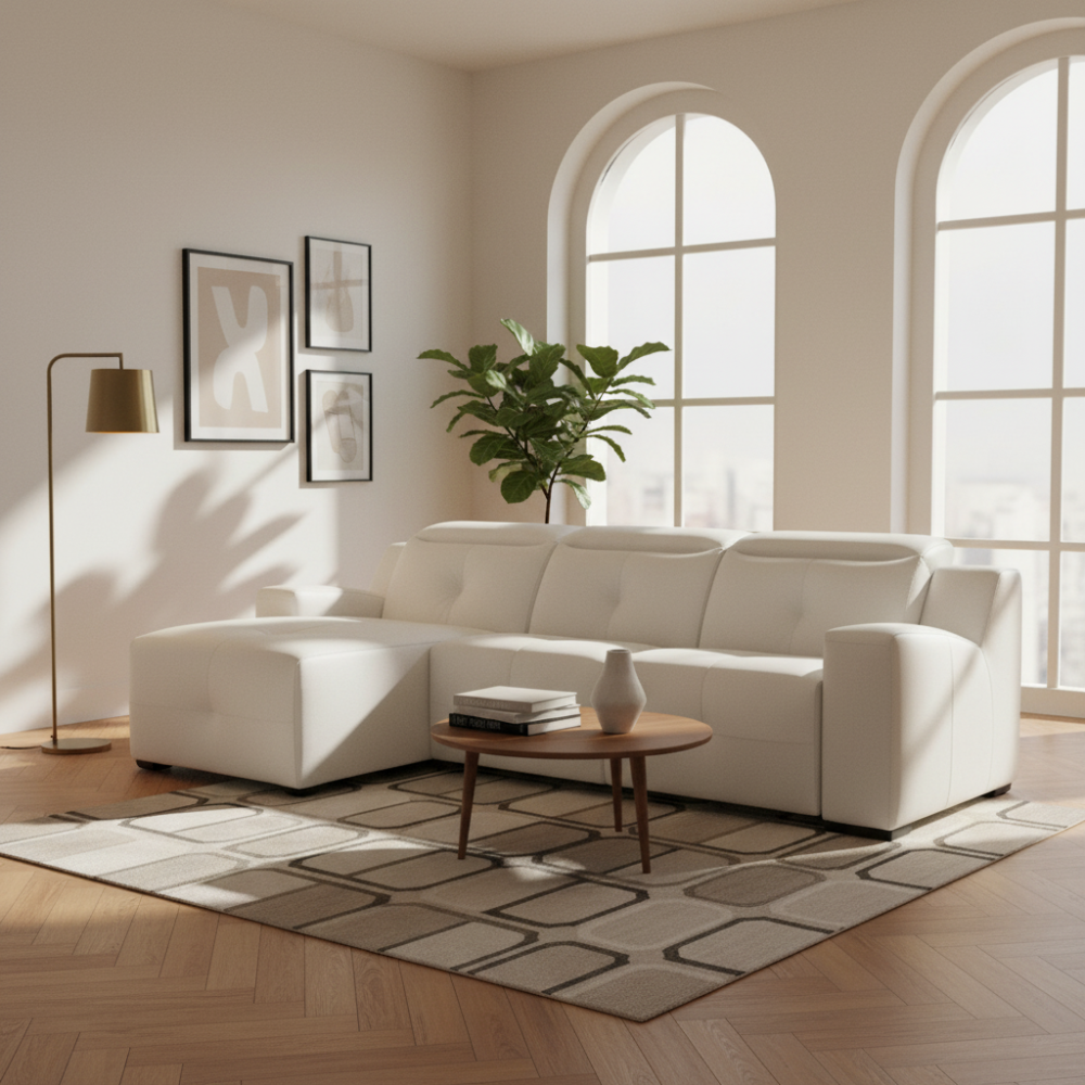 Chaiselongue modelo TRESOR con 2 asientos relax en piel