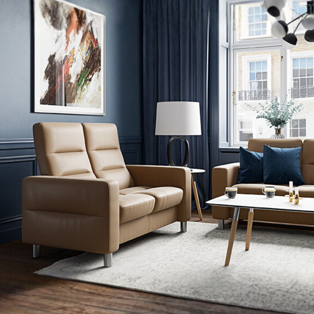 Sofá modelo WAVE Stressless® Plus System™ Brazo Ancho piel Paloma