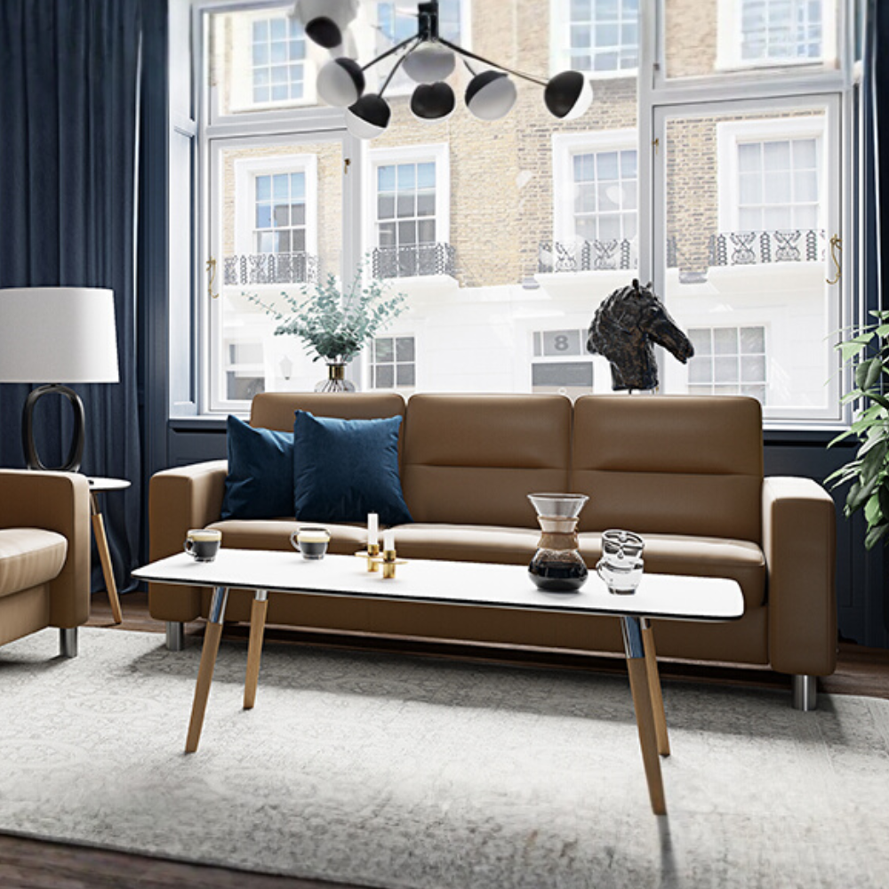 Sofá modelo WAVE Stressless® Plus System™ Brazo Ancho piel Paloma