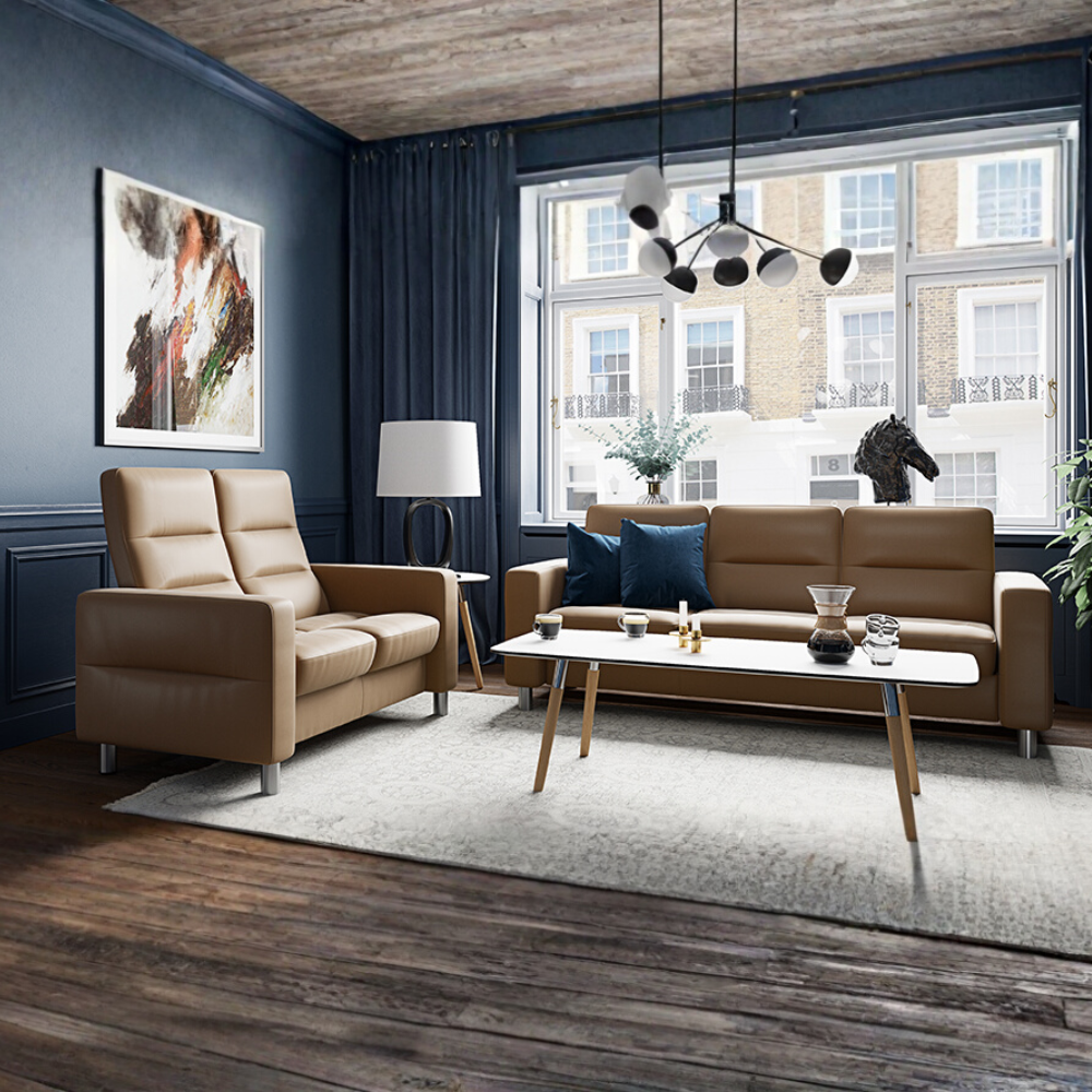 Sofá modelo WAVE Stressless® Plus System™ Brazo Ancho piel Paloma