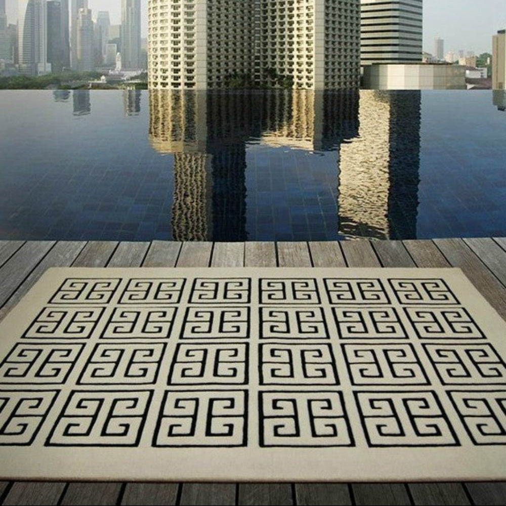 Alfombra Atenas portada azul lana diseno