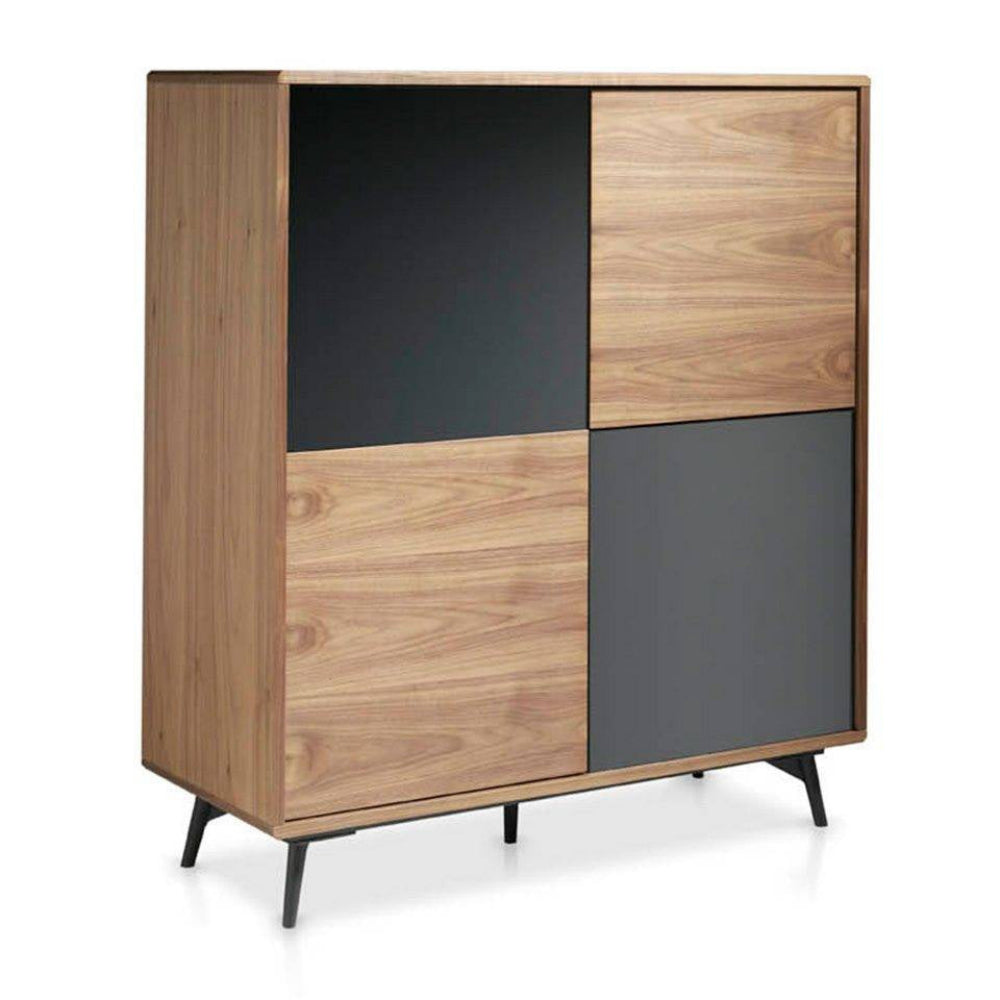 Aparador Madera Chapada Nogal Espejo Colección Elegance