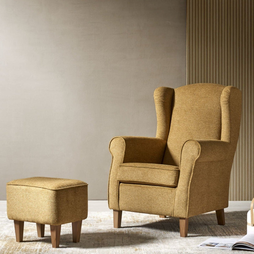 Sillón orejero modelo ORBE con pouf