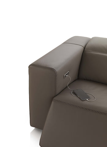 Sofá 3 asientos relax modelo LECCO en piel color trufa