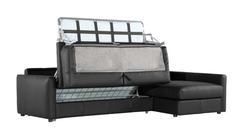 Chaiselongue con cama modelo FAIRMONT en piel Negro