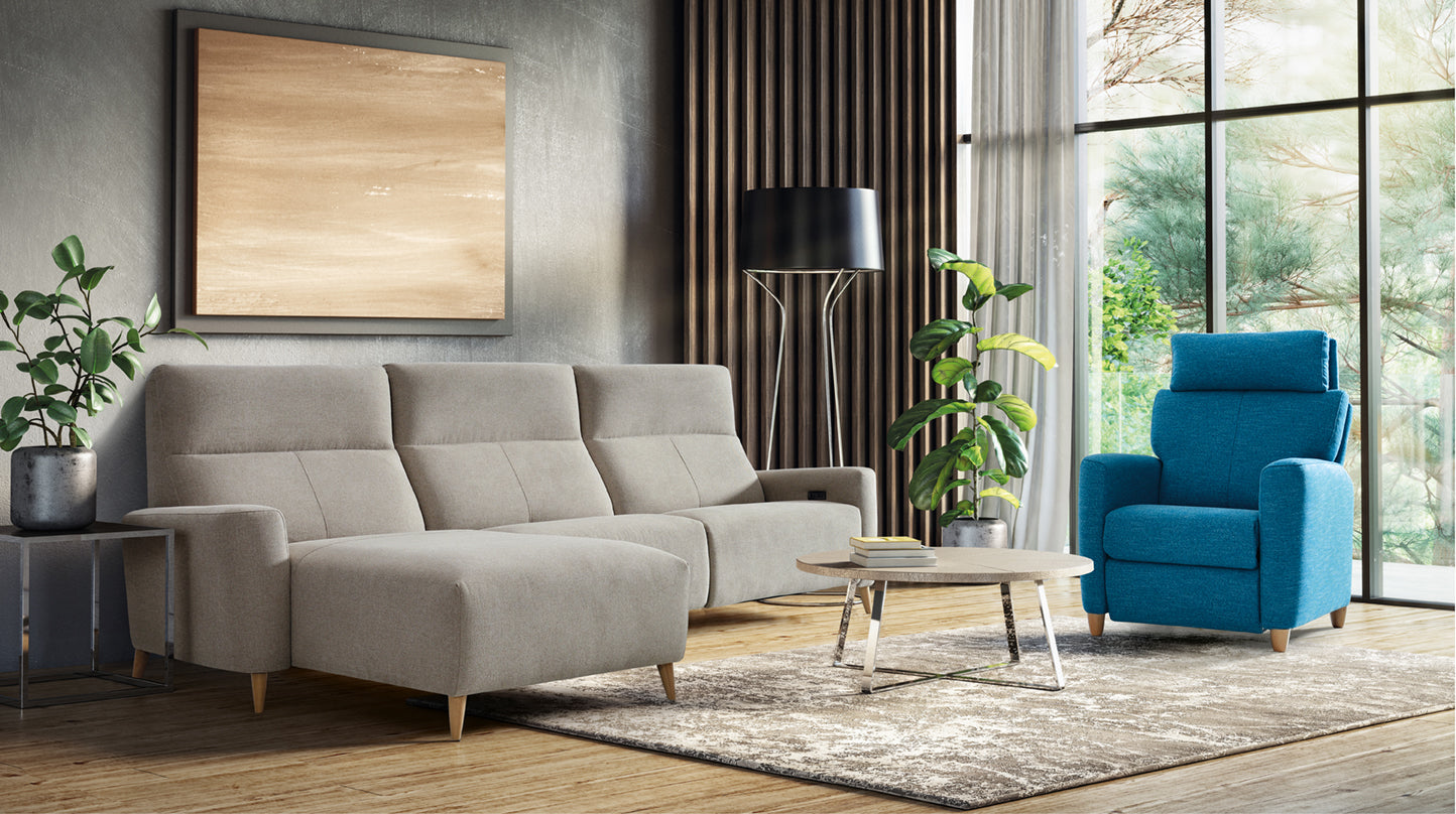 Chaiselongue de diseño modelo CAPRICE con opción asientos relax.