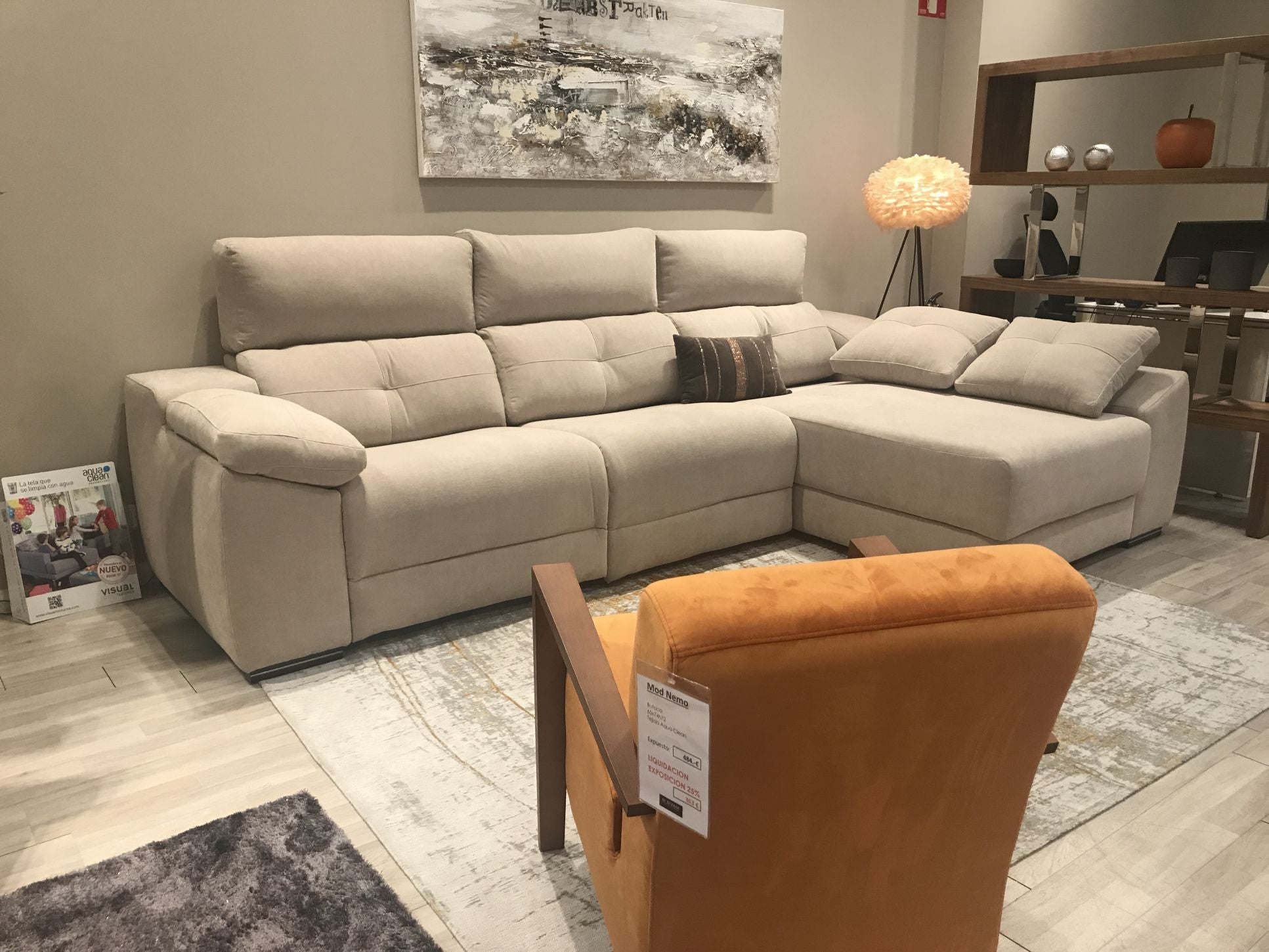 Chaiselongue modelo INDIANA en tela Aquaclean con asientos fijos