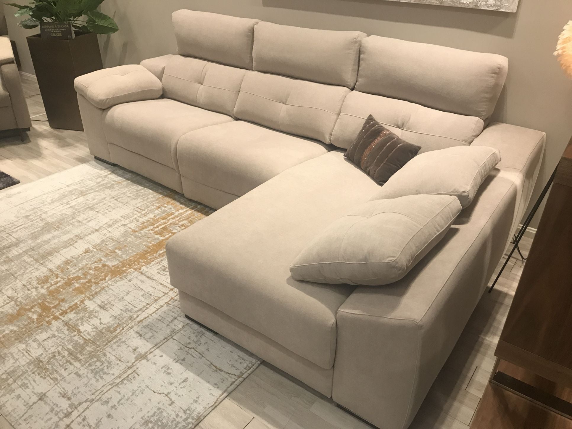 Chaiselongue modelo INDIANA en tela Aquaclean con asientos fijos