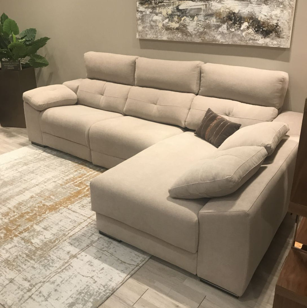 Chaiselongue modelo INDIANA en tela Aquaclean con asientos fijos