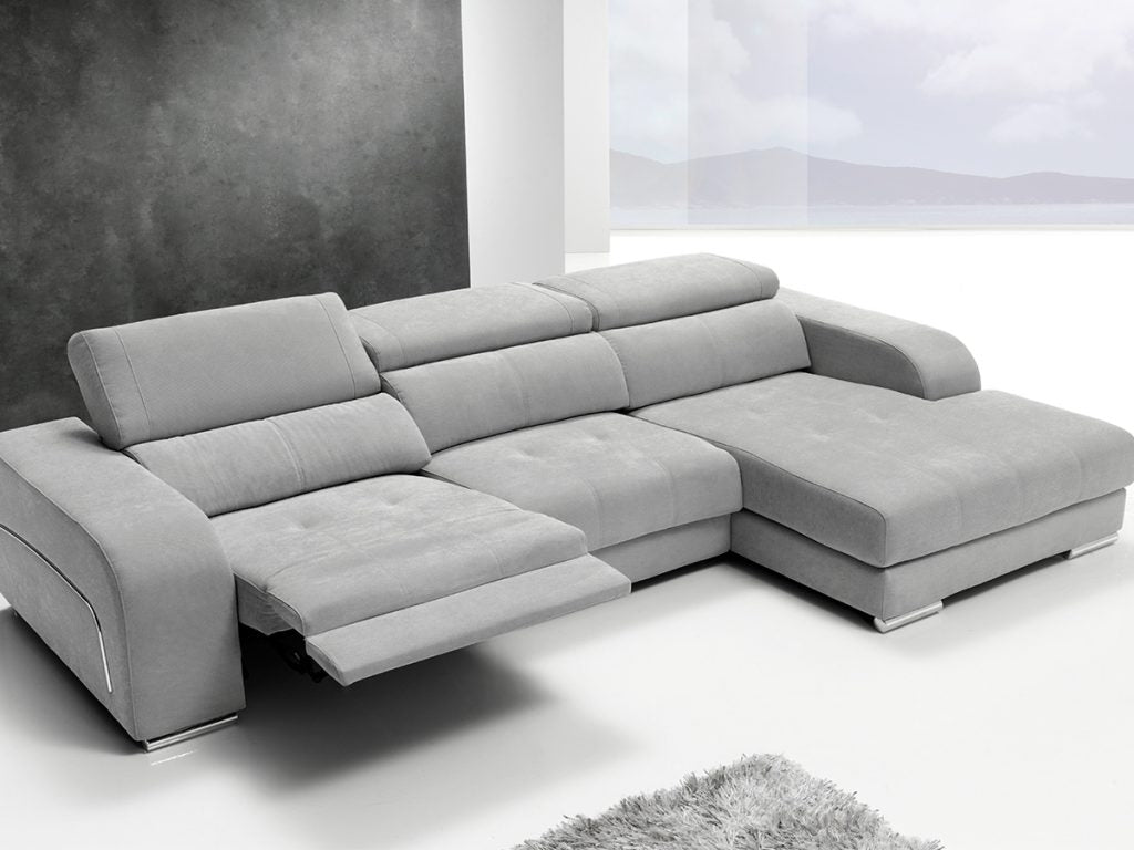Chaiselongue de diseño modelo DEKOR con relax en tela antimanchas Crevin