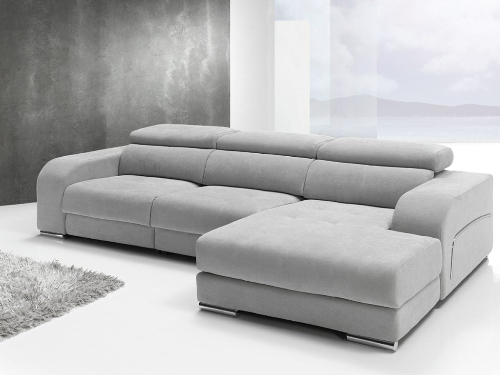 Chaiselongue de diseño modelo DEKOR con relax en tela antimanchas Crevin